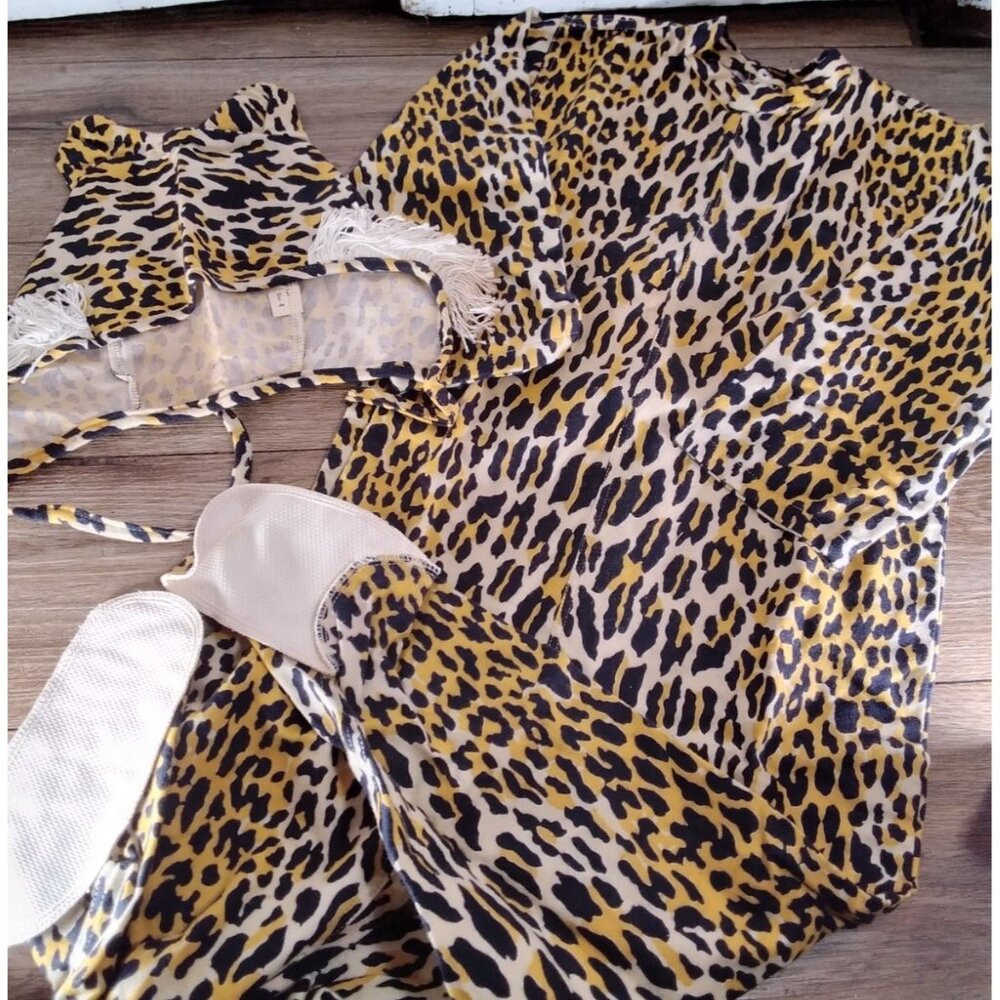 Vtg 1950s Sears Roebuck Honeysuckle Pajamas Tiger Halloween Footed NIB Size 4